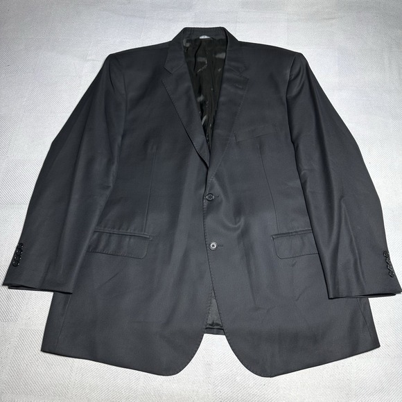 Saks Fifth Avenue Zegna Italian Traveller Cloth‎ Blazer 48R Black Wool Jacket